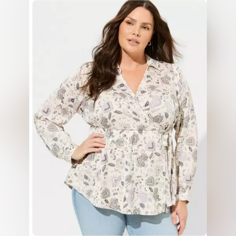 Torrid Paisley Striped Blouse